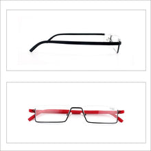 将图片加载到图库查看器，Metal Anti Blue Light Reading Glasses Men Half Frame Prescription Eyeglasses Male  Eyewear With Case For Men And Women Unisex Stylish Eyeglasses Glasses Clear Lens +1.75
