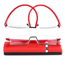 将图片加载到图库查看器，Metal Anti Blue Light Reading Glasses Men Half Frame Prescription Eyeglasses Male  Eyewear With Case For Men And Women Unisex Stylish Eyeglasses Glasses Clear Lens +1.75
