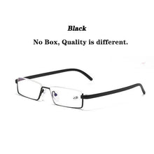 将图片加载到图库查看器，Metal Anti Blue Light Reading Glasses Men Half Frame Prescription Eyeglasses Male  Eyewear With Case For Men And Women Unisex Stylish Eyeglasses Glasses Clear Lens +1.75

