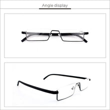 将图片加载到图库查看器，Metal Anti Blue Light Reading Glasses Men Half Frame Prescription Eyeglasses Male  Eyewear With Case For Men And Women Unisex Stylish Eyeglasses Glasses Clear Lens +1.75
