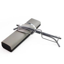 将图片加载到图库查看器，Metal Anti Blue Light Reading Glasses Men Half Frame Prescription Eyeglasses Male  Eyewear With Case For Men And Women Unisex Stylish Eyeglasses Glasses Clear Lens +1.75
