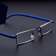 将图片加载到图库查看器，Metal Anti Blue Light Reading Glasses Men Half Frame Prescription Eyeglasses Male  Eyewear With Case For Men And Women Unisex Stylish Eyeglasses Glasses Clear Lens +1.75
