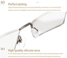 将图片加载到图库查看器，Metal Anti Blue Light Reading Glasses Men Half Frame Prescription Eyeglasses Male  Eyewear With Case For Men And Women Unisex Stylish Eyeglasses Glasses Clear Lens +1.75
