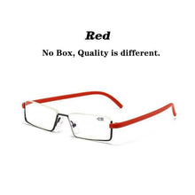 将图片加载到图库查看器，Metal Anti Blue Light Reading Glasses Men Half Frame Prescription Eyeglasses Male  Eyewear With Case For Men And Women Unisex Stylish Eyeglasses Glasses Clear Lens +1.75
