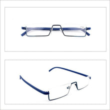 将图片加载到图库查看器，Metal Anti Blue Light Reading Glasses Men Half Frame Prescription Eyeglasses Male  Eyewear With Case For Men And Women Unisex Stylish Eyeglasses Glasses Clear Lens +1.75
