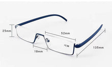 将图片加载到图库查看器，Metal Anti Blue Light Reading Glasses Men Half Frame Prescription Eyeglasses Male  Eyewear With Case For Men And Women Unisex Stylish Eyeglasses Glasses Clear Lens +1.75
