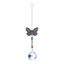 将图片加载到图库查看器，Metallic Hoop Moon Sun Catcher Hanging Crystal Pendant Chandelier Lamps Light Crystals Glass Pendants Light Rainbow Maker Wind Chime Hanging Drop Gift of Good Luck Garden Decor Hanging Ornament For Home Decoration
