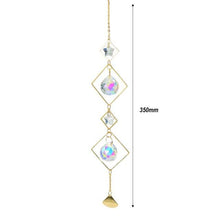 将图片加载到图库查看器，Metallic Hoop Moon Sun Catcher Hanging Crystal Pendant Chandelier Lamps Light Crystals Glass Pendants Light Rainbow Maker Wind Chime Hanging Drop Gift of Good Luck Garden Decor Hanging Ornament For Home Decoration
