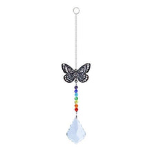 将图片加载到图库查看器，Metallic Hoop Moon Sun Catcher Hanging Crystal Pendant Chandelier Lamps Light Crystals Glass Pendants Light Rainbow Maker Wind Chime Hanging Drop Gift of Good Luck Garden Decor Hanging Ornament For Home Decoration
