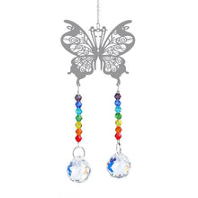 将图片加载到图库查看器，Metallic Hoop Moon Sun Catcher Hanging Crystal Pendant Chandelier Lamps Light Crystals Glass Pendants Light Rainbow Maker Wind Chime Hanging Drop Gift of Good Luck Garden Decor Hanging Ornament For Home Decoration
