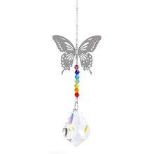 将图片加载到图库查看器，Metallic Hoop Moon Sun Catcher Hanging Crystal Pendant Chandelier Lamps Light Crystals Glass Pendants Light Rainbow Maker Wind Chime Hanging Drop Gift of Good Luck Garden Decor Hanging Ornament For Home Decoration
