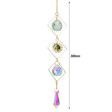 将图片加载到图库查看器，Metallic Hoop Moon Sun Catcher Hanging Crystal Pendant Chandelier Lamps Light Crystals Glass Pendants Light Rainbow Maker Wind Chime Hanging Drop Gift of Good Luck Garden Decor Hanging Ornament For Home Decoration
