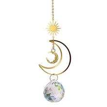 Load image into Gallery viewer, Metallic Hoop Moon Sun Wind Chimes K9 Crystal Prisms Hanging Sun-catcher Rainbow Chaser Window Curtains Pendant Home Decor Gifts For Wall Hanging Decor Room Home Photography Prop
