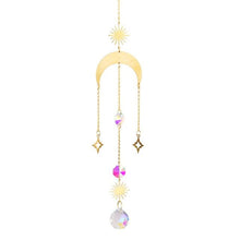 Load image into Gallery viewer, Metallic Hoop Moon Sun Wind Chimes K9 Crystal Prisms Hanging Sun-catcher Rainbow Chaser Window Curtains Pendant Home Decor Gifts For Wall Hanging Decor Room Home Photography Prop
