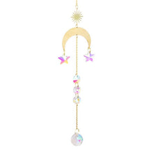 Load image into Gallery viewer, Metallic Hoop Moon Sun Wind Chimes K9 Crystal Prisms Hanging Sun-catcher Rainbow Chaser Window Curtains Pendant Home Decor Gifts For Wall Hanging Decor Room Home Photography Prop
