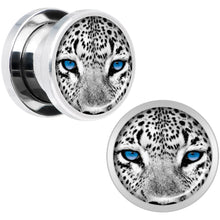 Load image into Gallery viewer, Black White Leopard Eyes Steel Screw Fit Plug Set 00G
