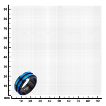 将图片加载到图库查看器，Mens Black  Blue IP Matte Layer Stainless Steel Ring
