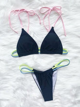 将图片加载到图库查看器，Micro Bikini Set For Women Black Blue Green Pink String Swimwear Women's Halter String Triangle Bikini Set Charming Swimwear Two Piece Swimsuit Women's Swimsuit Push Up Bathers Bathing Suit Bikinis
