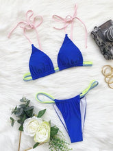 将图片加载到图库查看器，Micro Bikini Set For Women Black Blue Green Pink String Swimwear Women's Halter String Triangle Bikini Set Charming Swimwear Two Piece Swimsuit Women's Swimsuit Push Up Bathers Bathing Suit Bikinis
