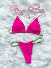 将图片加载到图库查看器，Micro Bikini Set For Women Black Blue Green Pink String Swimwear Women's Halter String Triangle Bikini Set Charming Swimwear Two Piece Swimsuit Women's Swimsuit Push Up Bathers Bathing Suit Bikinis
