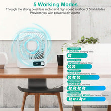 Load image into Gallery viewer, Mini Desktop Cooling Fan Rechargeable Battery Powered with LCD Display
