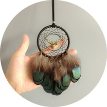 将图片加载到图库查看器，Mini Dream Catcher With Natural Feather Wind Chime Hanging Handmade Lace Feathers Bead Dream Catcher Wind Chimes Hanging Home Room Decoration Car Pendant Ornament Craft Dreamcatcher For Gift Memorial Festival Photography
