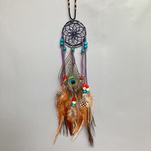 将图片加载到图库查看器，Mini Dream Catcher With Natural Feather Wind Chime Hanging Handmade Lace Feathers Bead Dream Catcher Wind Chimes Hanging Home Room Decoration Car Pendant Ornament Craft Dreamcatcher For Gift Memorial Festival Photography
