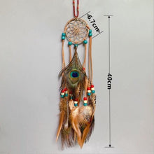 将图片加载到图库查看器，Mini Dream Catcher With Natural Feather Wind Chime Hanging Handmade Lace Feathers Bead Dream Catcher Wind Chimes Hanging Home Room Decoration Car Pendant Ornament Craft Dreamcatcher For Gift Memorial Festival Photography
