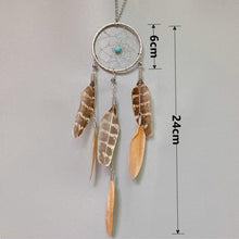 将图片加载到图库查看器，Mini Dream Catcher With Natural Feather Wind Chime Hanging Handmade Lace Feathers Bead Dream Catcher Wind Chimes Hanging Home Room Decoration Car Pendant Ornament Craft Dreamcatcher For Gift Memorial Festival Photography
