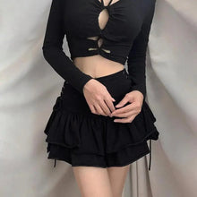 Load image into Gallery viewer, Mini Skirt Girls Sweet Black High Waist Pleated Skirt Cute Dark Lightweight Simple Design Skirts
