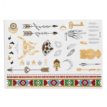 Load image into Gallery viewer, Mixed Colorful Metallic Flash Womens Tattoos Sticker Golden Silver Waterproof Temporary Disposable Tattoo
