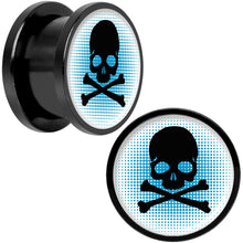 Load image into Gallery viewer, Blue Black Skull Black Anodized Screw Fit Plug Set 9/16
