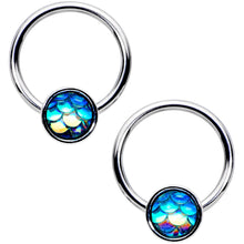 Load image into Gallery viewer, 14G Clear Gem Mermaid Scale BCR Captive Nipple Ring Set of 4
