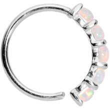 Load image into Gallery viewer, 20G White Synthetic Opal 14k White Gold Seamless Circular Ring
