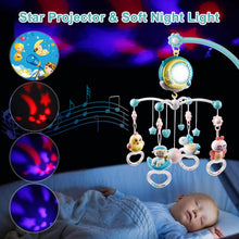 Load image into Gallery viewer, Mobile Star Projection Nursery Light Baby Rattle Toy with Music Box Remote Control
