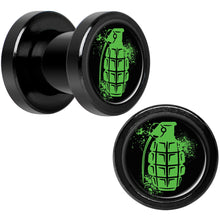 Load image into Gallery viewer, Green Grenade Black Anodized Screw Fit Plug Set 2G
