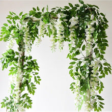 Load image into Gallery viewer, Modern Artificial Green Eucalyptus Leaves Garland Wisteria Rattan Fake Decor Silk Leaf Vines For Wedding Birthday Party Decor
