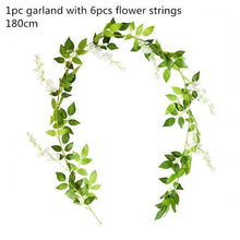 Load image into Gallery viewer, Modern Artificial Green Eucalyptus Leaves Garland Wisteria Rattan Fake Decor Silk Leaf Vines For Wedding Birthday Party Decor
