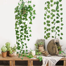 Load image into Gallery viewer, Modern Artificial Green Eucalyptus Leaves Garland Wisteria Rattan Fake Decor Silk Leaf Vines For Wedding Birthday Party Decor
