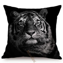 Load image into Gallery viewer, Modern Black And White Animals Portrait Photography Of Lion Zebra Elephant Tiger Pattern Sofa Pillow Cover Home Decor Square Cushions Cover 45x45cm
