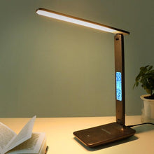 Load image into Gallery viewer, Modern Business Led Office Desk Lamp Touch Dimmable Foldable With Calendar Temperature Alarm Clock table Reading Light Decorative Table Lamp Cute Study Lamps for Bedroom Décor
