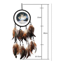 Load image into Gallery viewer, Modern Dream Catcher Wolf Totem Car Hanging Ornaments Pendant Wolf Decor Traditional Feather Wind Chimes Handmade For Bedroom Wall Hanging Home Decorations Crafts
