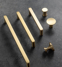将图片加载到图库查看器，Modern Gold Knob Pure Copper Kitchen Cabinet Handles Cupboard Door Pulls Drawer Knobs Brass Furniture Handle Hardware Drawer Pulls Cupboard Knob For Kitchen Furniture Hardware
