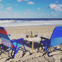 Load image into Gallery viewer, Modern Outdoor Portable Foldable Wood Wine Table With Round Desktop Mini Wooden Easy To Carry Rack Picnic Party Travel Tools Event Romantic Dinner Celebrations Outdoors
