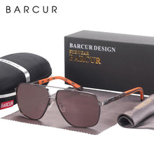Load image into Gallery viewer, Modern Retro VIntage Luxury BARCUR Square Mens Sunglasses Polarized Driving Gradient Sun Glasses for Men UV400 Shades Eyewear Stevvex Big Frame sunglasses For Men
