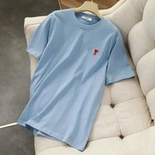将图片加载到图库查看器，Modern Summer New Hearts A Love Embroidered Simple Design Masculine Fashion Short Sleeve T-Shirt Men's T-Shirt  Men's Short Sleeve Tees Cotton T-Shirts for Men
