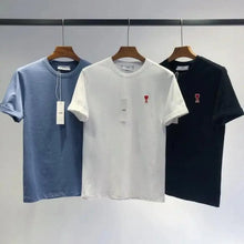 将图片加载到图库查看器，Modern Summer New Hearts A Love Embroidered Simple Design Masculine Fashion Short Sleeve T-Shirt Men's T-Shirt  Men's Short Sleeve Tees Cotton T-Shirts for Men
