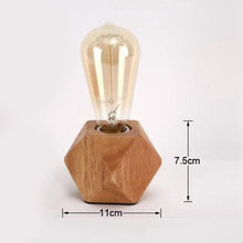 将图片加载到图库查看器，Modern table lamp E27 Wooden desk lamp Diamond bedside lamp for home/bedroom/living room decor EU-Plug Wooden Base Decorative Table Lamp Cute Study Lamps for Bedroom Décor
