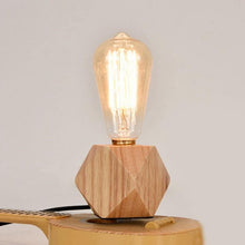 将图片加载到图库查看器，Modern table lamp E27 Wooden desk lamp Diamond bedside lamp for home/bedroom/living room decor EU-Plug Wooden Base Decorative Table Lamp Cute Study Lamps for Bedroom Décor
