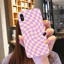 Load image into Gallery viewer, Modern Unique Design Checkers Phone Case for iPhone 11 12 13 Mini Pro Max Case Black And White Checkerboard Pattern Case Stylish Case For Girls

